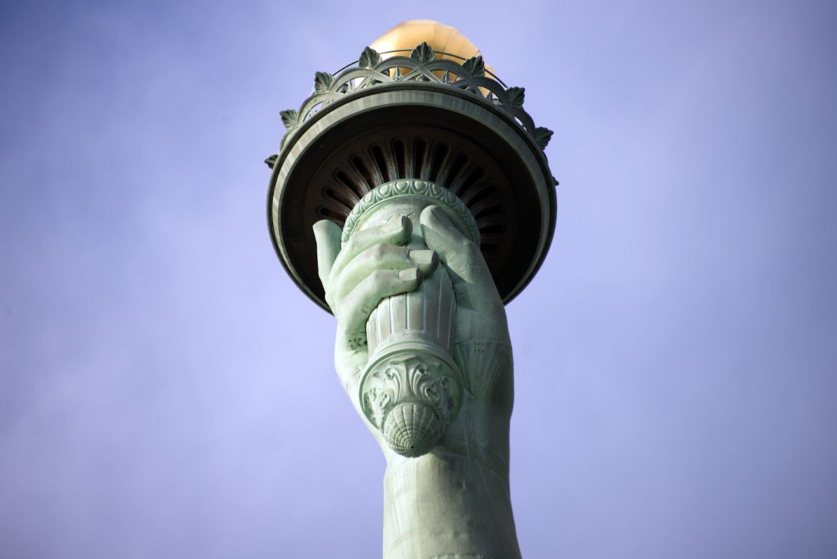 08-04 Statue Of Liberty Hand Holding The Torch Close Up From Lower Pedestal